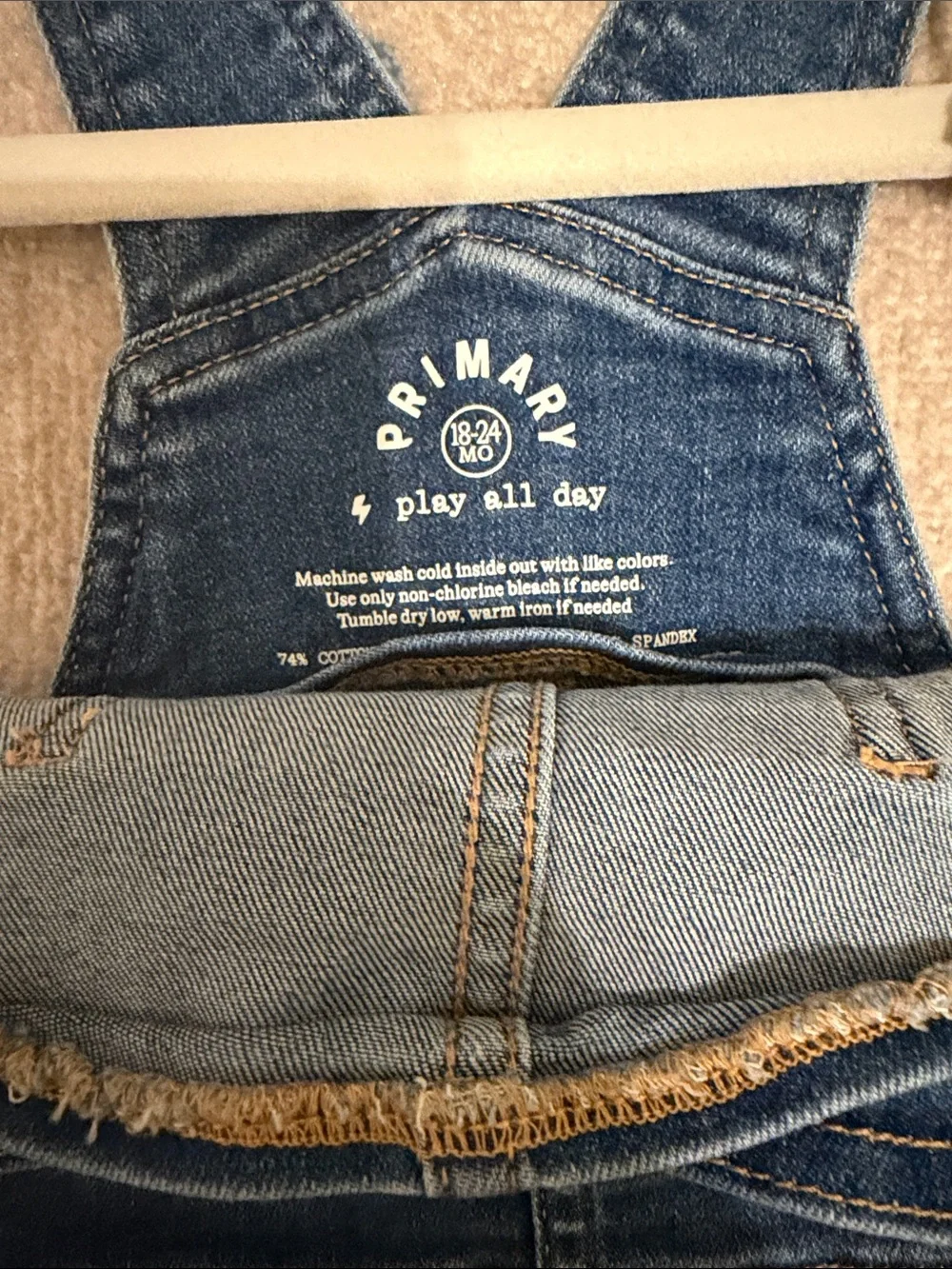 Primary Denim Overalls in Classic Wash, size 18-24 mo